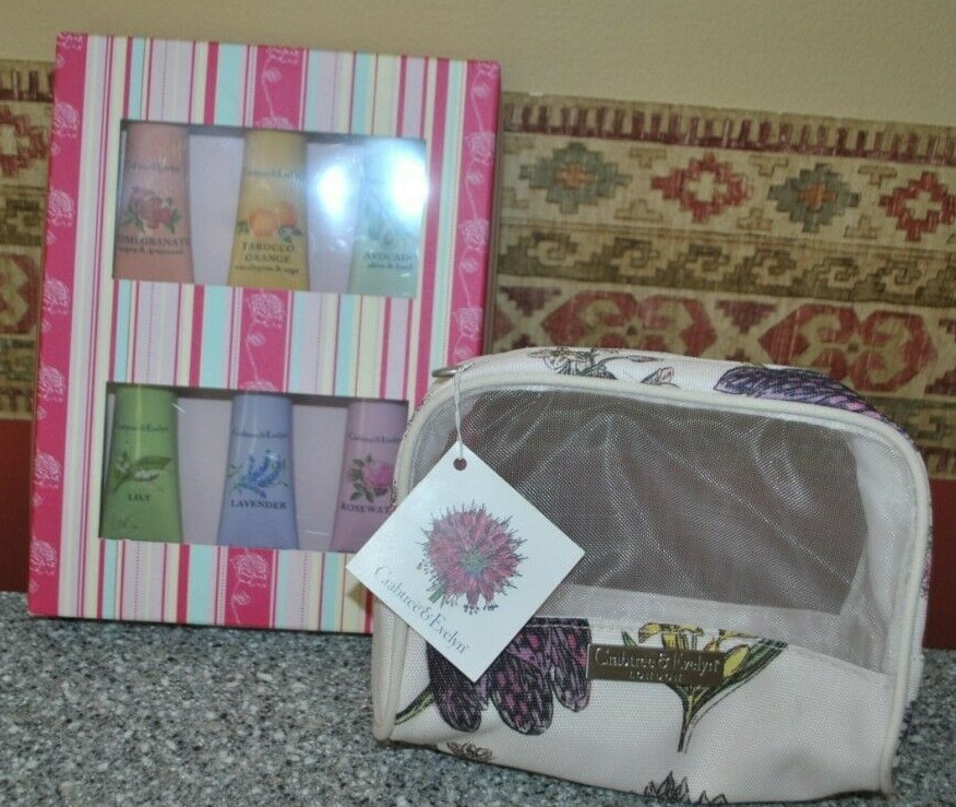 CRABTREE & EVELYN 7 piece Set + Cosmetic Bag NEW