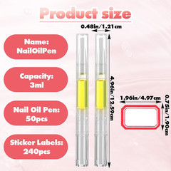 50 Pack 3Ml Transparent Twist Pen Empty Cuticle Nail Oil Pens with Brush Tip