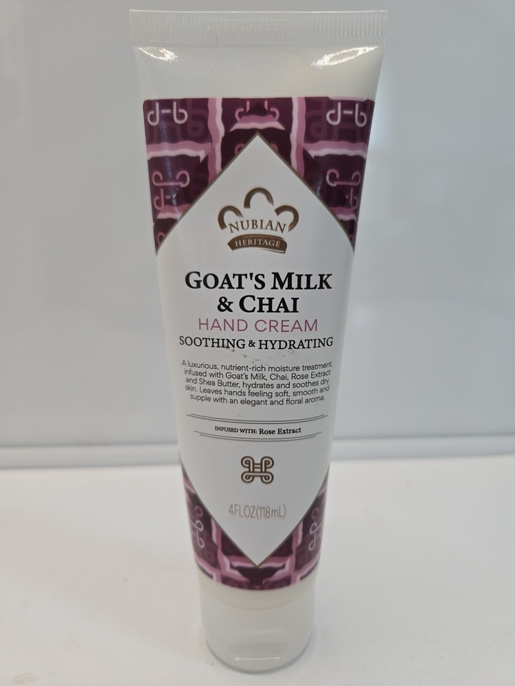 Nubian Heritage Hand Cream Goat s Milk Chai 4 fl oz 118 ml Cruelty-Free.