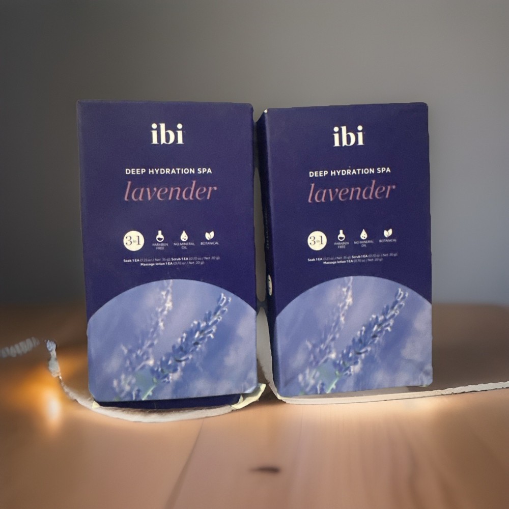 2 Packs IBI Lavender Deep Hydration Spa Pedicure 3-in-1 Set Soak Scrub Massage