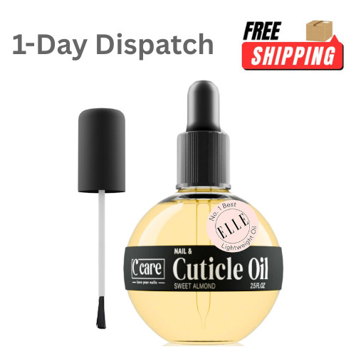 C CARE Sweet Almond Cuticle Oil 2.5oz Nail Repair w/ Dropper & Brush