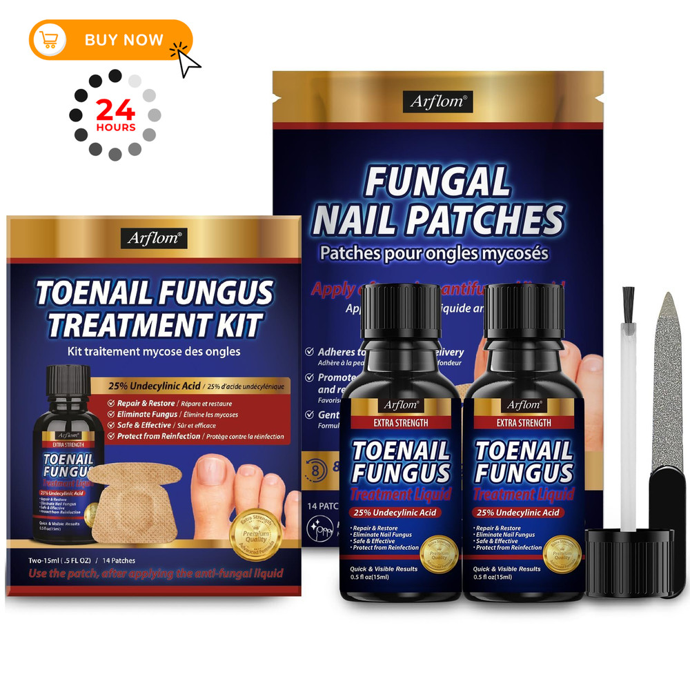 Arflom Toenail Fungus Treatment Kit: 2 Pcs 0.51 Fl Oz (Pack of 2), Black