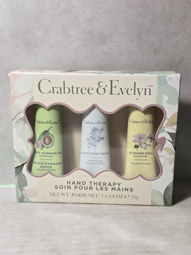 Crabtree & Evelyn hand therapy 3pc gift Set Nantucket Briar, Sweet Almond Oil &