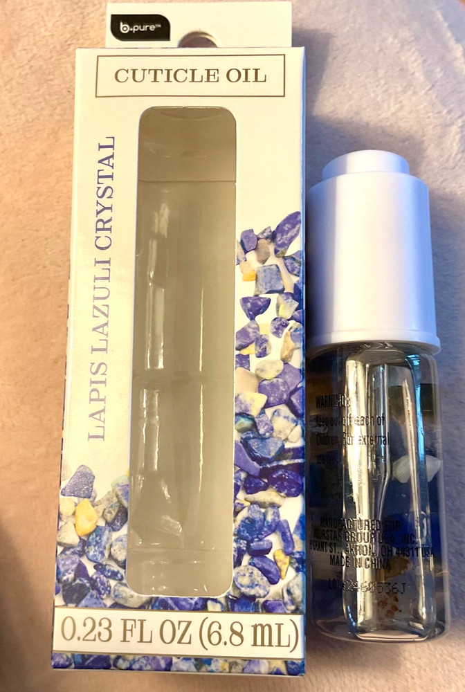 1 Bottle Eye Dropper B-Pure Cuticle CRYSTAL Oil Lapis Lazuli Crystals 0.23fl.oz.