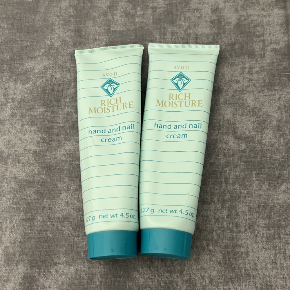 Avon VTG Rich Moisture Hand & Nail Cream 4.5 Oz Set Of 2 Discontinued 1996