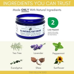 All Natural Foot Cream for Cracked Heels & Dry 4 FL Oz (Pack of 1), yellow