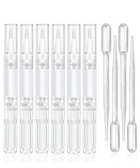 6 Pcs 3Ml Empty Cuticle Oil Pen with 4 Pcs Transfer Pipettes – Transparent Nail