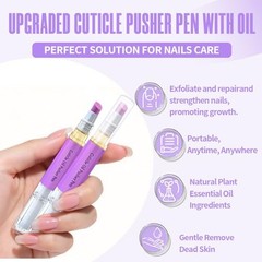 Ceramic 2-in-1 Cuticle Oil Pusher Pen, Nail Care Buffer Pens with Micro-Dosin