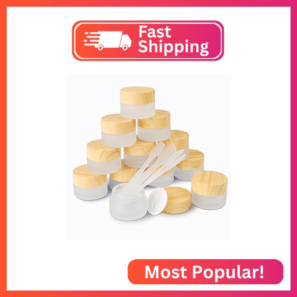 12 Pack Frosted Glass Jar Cosmetic Cream Jar Sample Jars Empty Travel Makeup Con