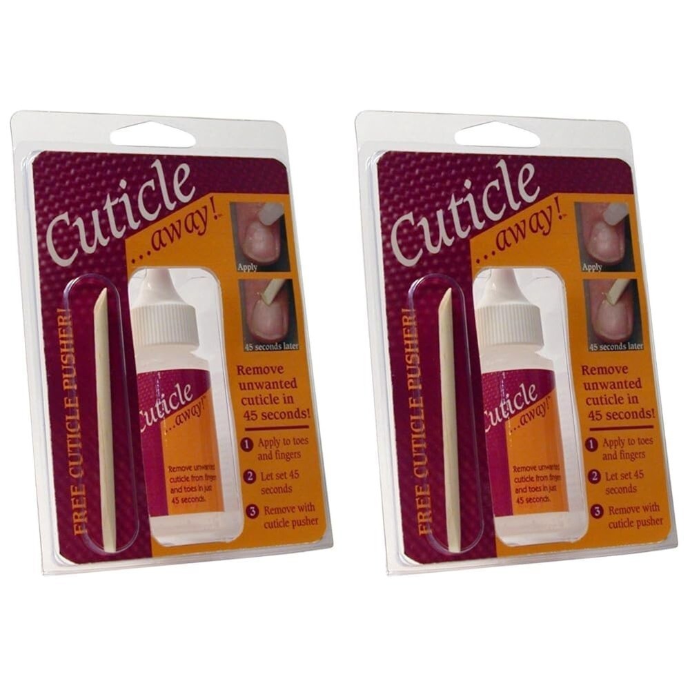 2 Packs Esteemia Cuticle Away Remover 1 Fluid Ounce With Cuticle Pusher