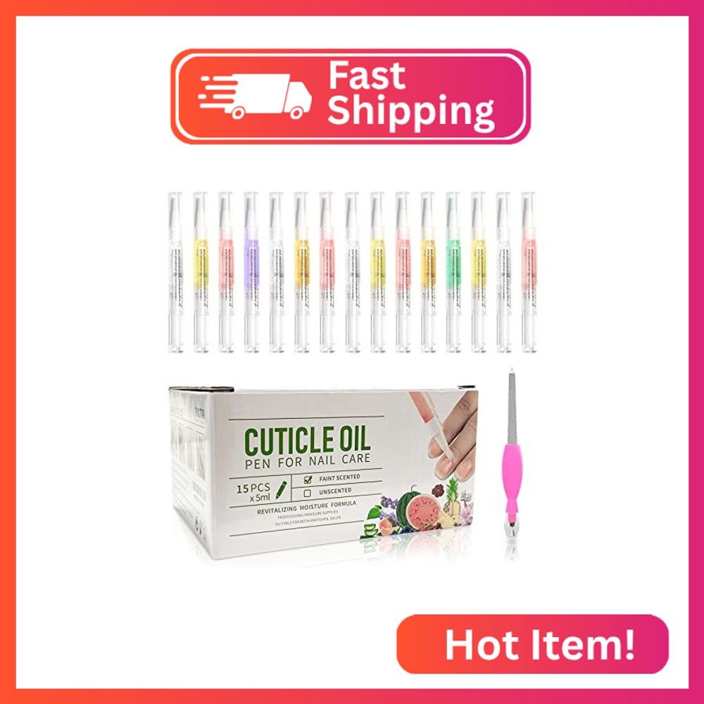 15pcs Cuticle Oil Pen for Nails Care Products, Nail Oil Bulk Repair Kit Professi