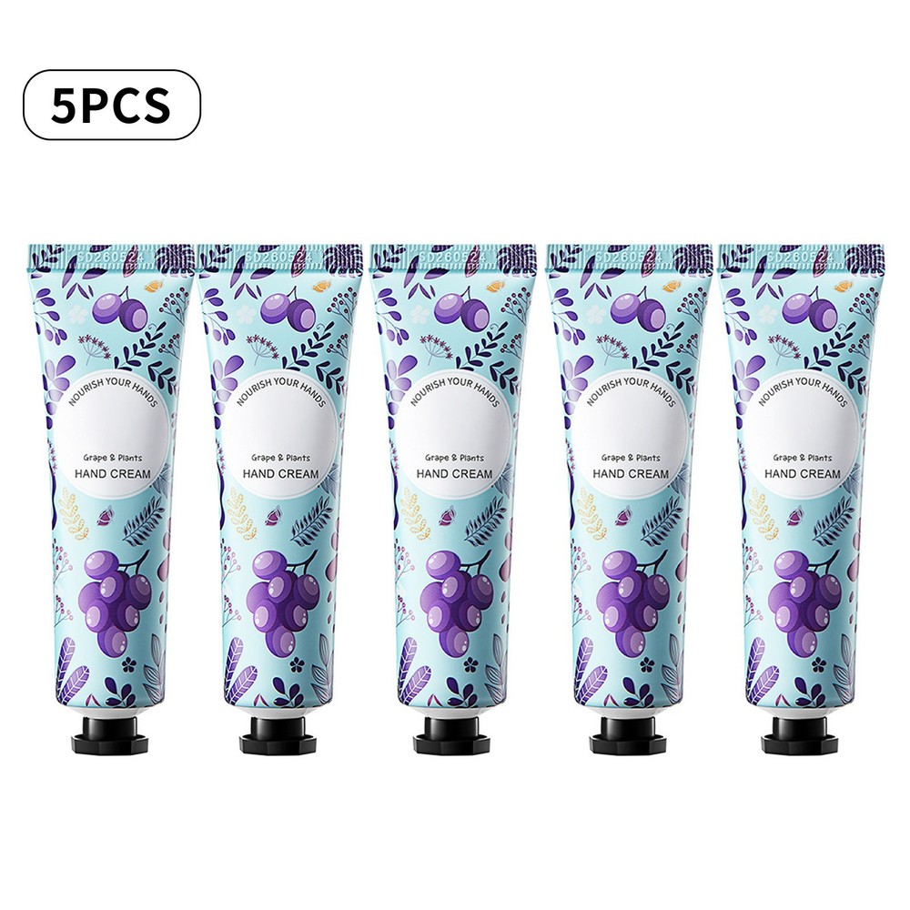 Set Of 5 Hand Cream Softening Restoration Grape Scented Nourishing Hand Lotion