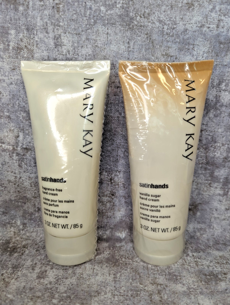 MARY KAY Satin Hands VANILLA SUGAR & Fragrance Free Hand Cream 3 Oz. ea. NEW