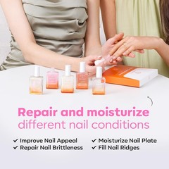 modelones Nail Strengthener and 0.51 Fl Oz (Pack of 1), B5-Pearl Pink White