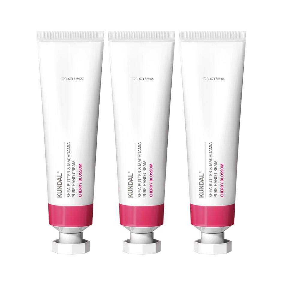 Kundal Shea Butter & Macadamia Pure Hand Cream Cherry Blossom 50ml*3Pcs