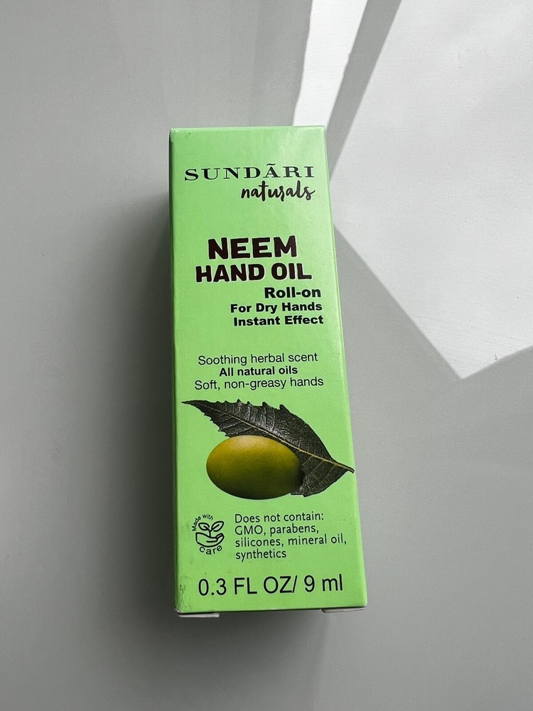 Sundari Naturals Neem Hand Oil Roll-On for Dry Hands and Cuticles, 0.3 fl oz