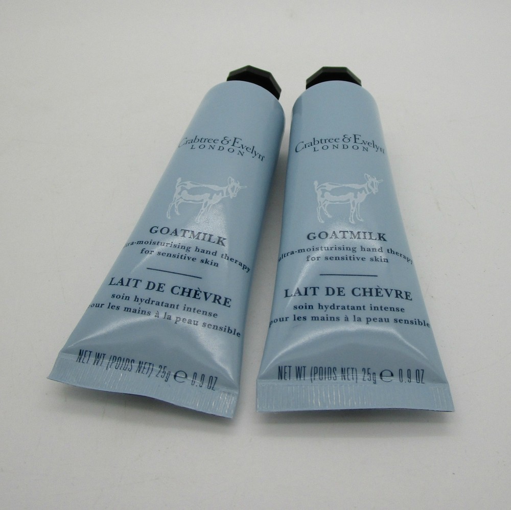CRABTREE & EVELYN Goatmilk Goat Milk PURSE SZ Hand Therapy 0.9 oz ea – LOT OF 2