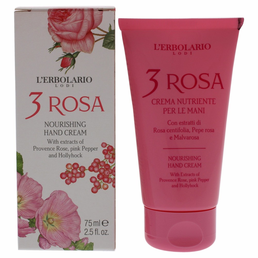 3 Rosa Nourishing Hand Cream by LErbolario for Unisex – 2.5 oz Cream