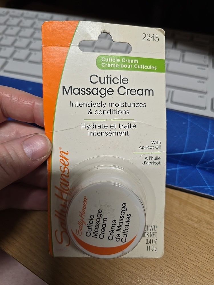 Sally Hansen Cuticle Massage Cream #2245 with Apricot Oil 0.4 Oz New Sealed