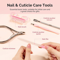 Cuticle Remover Kit 60g Cream 15ML Oil Nipper Pusher Nail File Brush