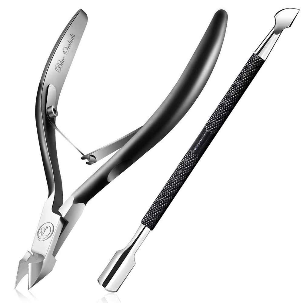 Cuticle Trimmer with Pusher – Half Jaw, Titanium Black