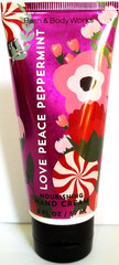 Bath Body Works LOVE PEACE PEPPERMINT Nourishing Hand Cream, 2 oz/59 mL, NEW x 3