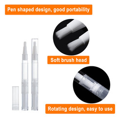 10 Pack 3 ML Transparent Twist Pens, Empty Cuticle Nail Oil Pen with Brush Tip,