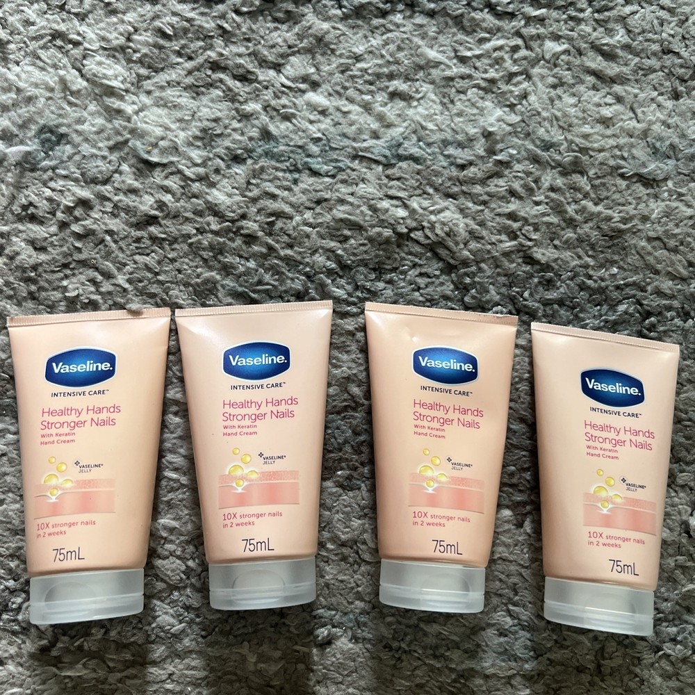Four Pack : Vaseline Healthy Hands Stronger Nails Cream 75 ml