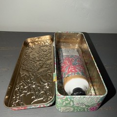 WILLIAM MORRIS BERGAMOT &VETIVER HAND CREAM IN COLLECTIBLE hinged TIN 3.38FLOZ