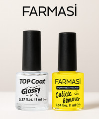 Farmasi Cuticle Remover and Top Coat Glossy Set 11 ml ea. 2-pc set