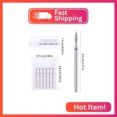 YUXIANLB 6pcs Cuticle Drill Bit, Flame Shape Diamond Nail Drill Bits Set with Ca