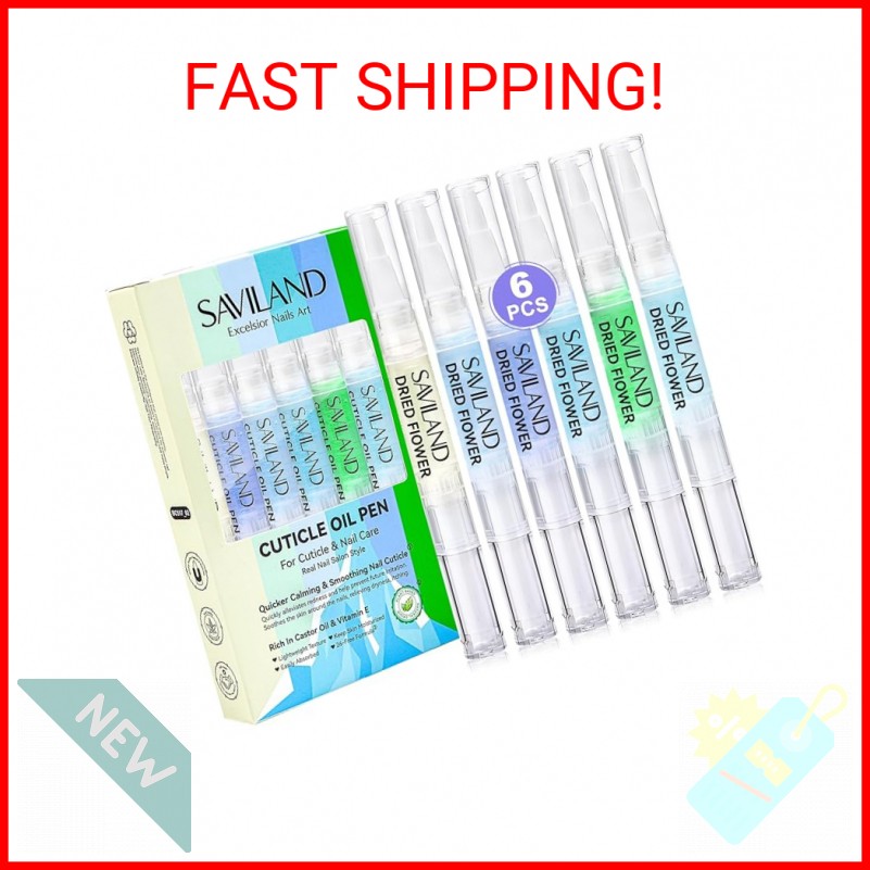 SAVILAND Soothing Cuticle Oil Pen: 6Pcs Plant-Based Nail Oil with Aloes Vitamin