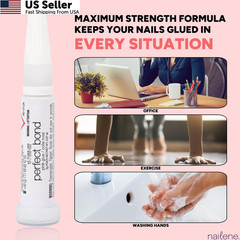 Nailene Perfect Bond Nail Glue, Super Strong, 2 Tubes (0.14 fl oz), Clear