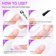 6 in 1 Nail Glue Gel Gelike EC 2Pcs Polish for Press-On Nails Treatment EXP 2/29