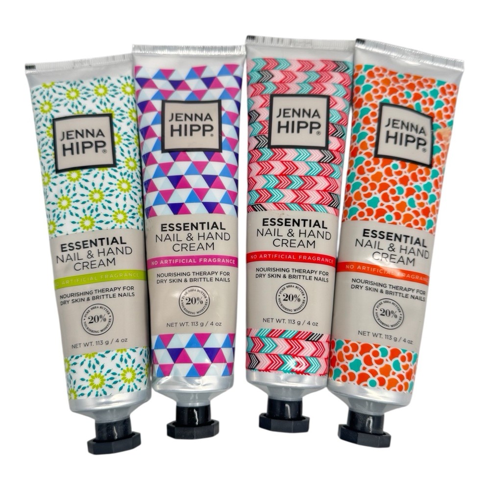 (4) Jenna Hipp Essential Nail and Hand Cream Lotion Nourishing 4oz Shea Butter