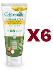 6PCS GLYCEMILLE HAND AND FOOT SCRUB NOURISHING EXFOLIANT WITH ORGANIC CHAMOMILE 100ML
