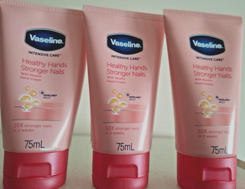 Vaseline Healthy Hands and Stronger Nails Hand Cream 75ml Pack of 3