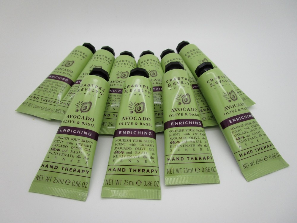 AVOCADO OLIVE & BASIL Crabtree & Evelyn Hand Therapy 0.86 oz ea – Lot of 10