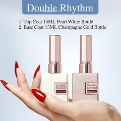 Double Rhythm 2 Pcs 15ML No Wipe Gel Top Coat and Clear Base