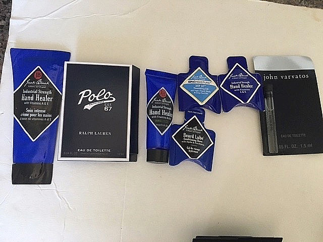 Mens Travel Lot Jack Black IHand Healer/Beard Lube/Oil/Polo Cologne Samples 7