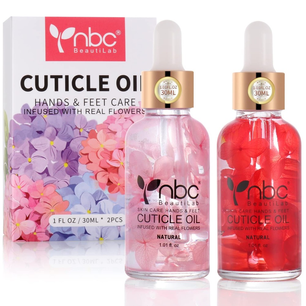 nbc BeautiLab Nail Cuticle Oil, 2Pcs 1 Fl Oz (Pack of 2), Rose & Strawberry