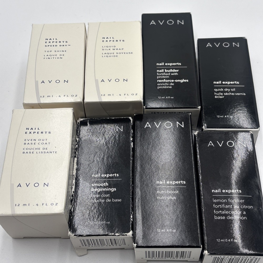 8 Vintage Avon Nail Experts Nail Care Lot: top shine, silk wrap, nail builder