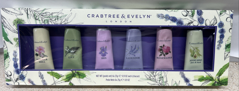 Crabtree & Evelyn London Ultra Moisturizing Hand Therapy Cream Gift Set 6 Tubes
