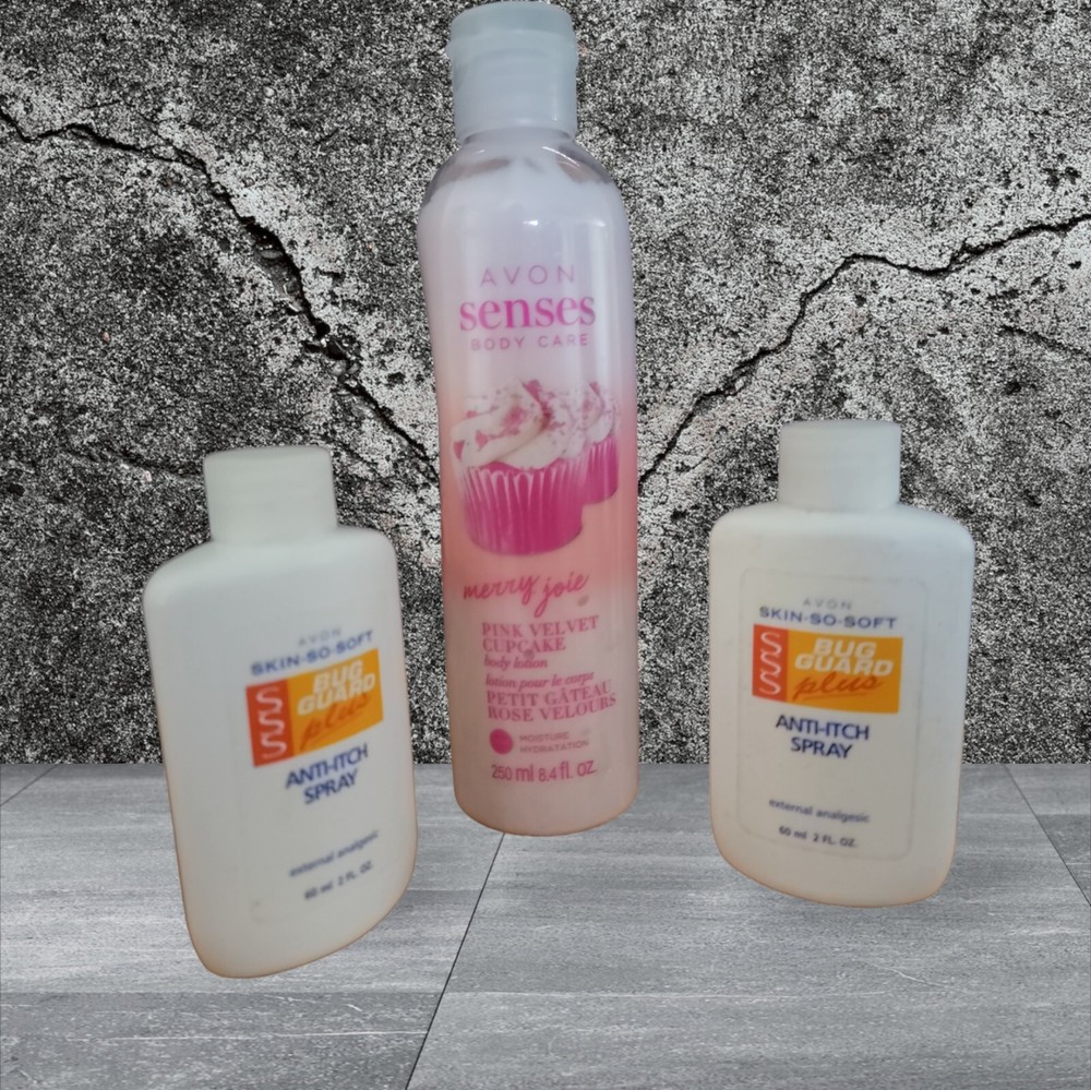 Avon Senses Pink Velvet Cupcake Lotion + Skin-So-Soft Anti-Itch Refill Sprays