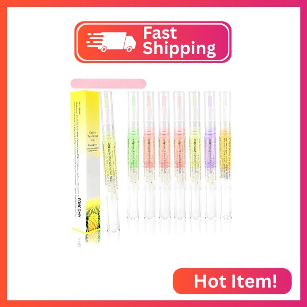 Cuticle Oil Pens with Nail File – 8 PCS Nourishing Oil Pen with Soft Brush for N