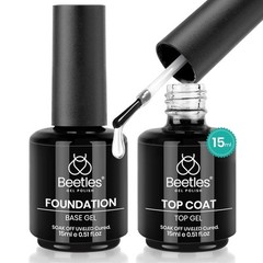 Beetles 2 Pcs 15ml No Wipe Gel Top Coat and Base Set – 0-Base