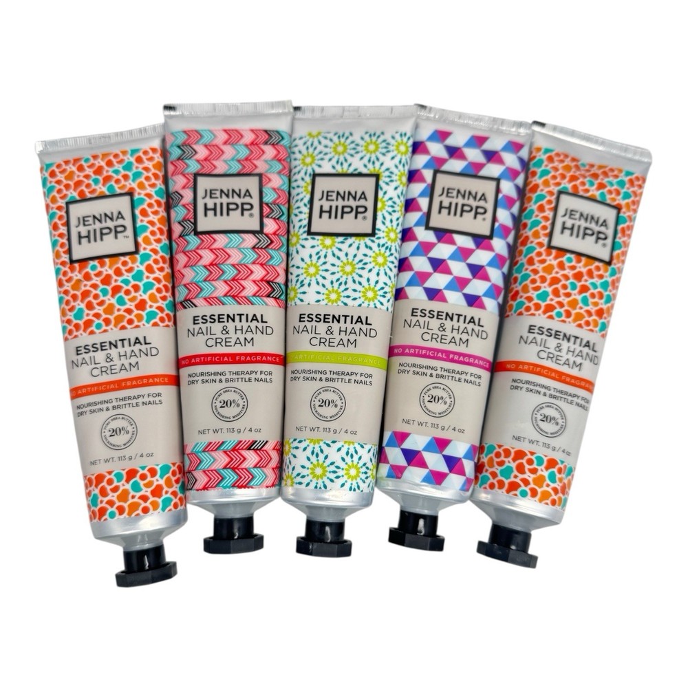 (5) Jenna Hipp Essential Nail and Hand Cream Lotion Nourishing 4oz Shea Butter