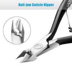 Cuticle Trimmer with Pusher – Half Jaw, Titanium Black