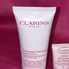 Clarins Paris Hand & Nail Treatment Cream 1.06 & Exfoliating Body Scrub 3.5 Oz.