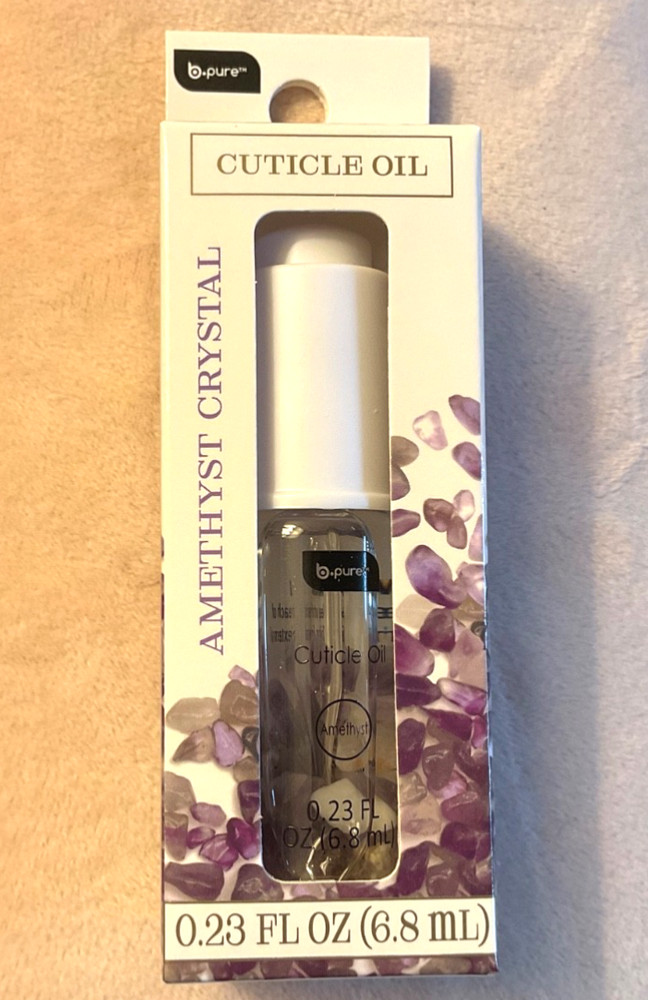 1 Bottle Eye Dropper B-Pure Cuticle CRYSTAL Oil AMETHYST Crystals 0.23fl.oz.